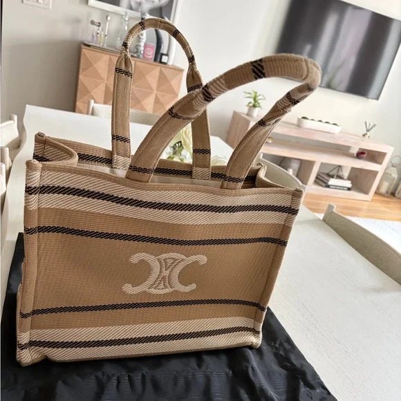 CELINE Jacquard Striped Large Cabas Thais - Picture 4 of 8